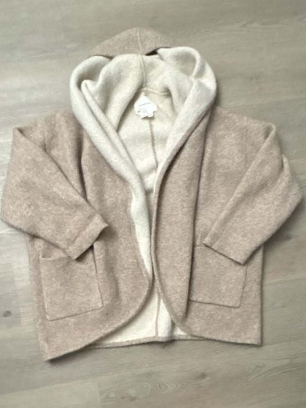 by Anthropologie Hooded Open Front Cardigan Coat Oatmeal XS/S